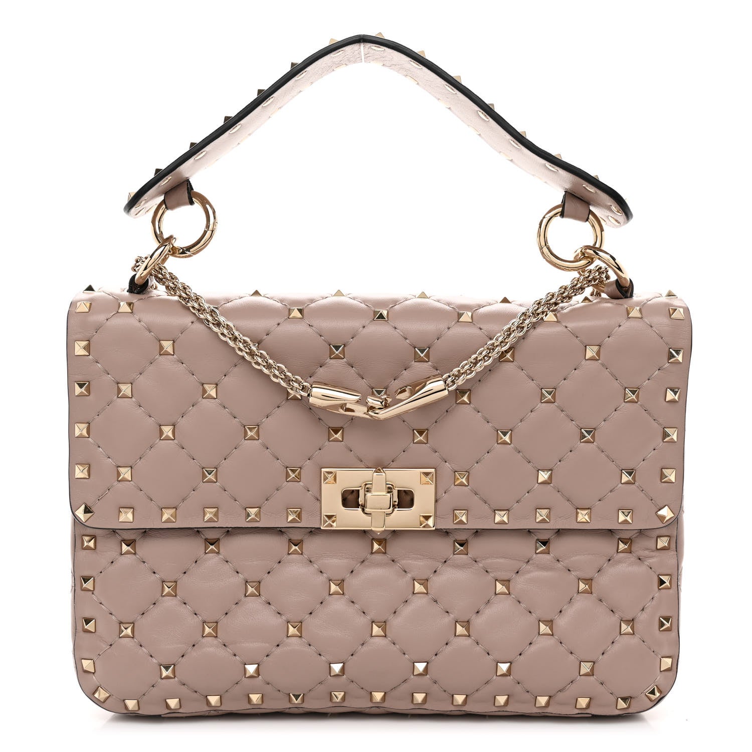 Valentino Garavani Lambskin Medium Rockstud Spike Shoulder Bag Poudre 1 of 8