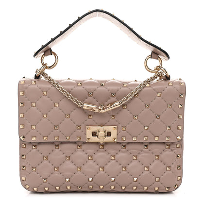 Valentino Garavani Lambskin Medium Rockstud Spike Shoulder Bag Poudre 1 of 8