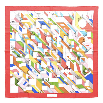 Hermes Silk On A Summer Day Scarf 90 Rouge Blanc Multicolor 1 of 5