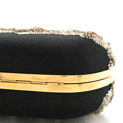 Alexander McQueen Satin Stone Eagle Embroidered Knuckle Box Clutch Black 10 of 11