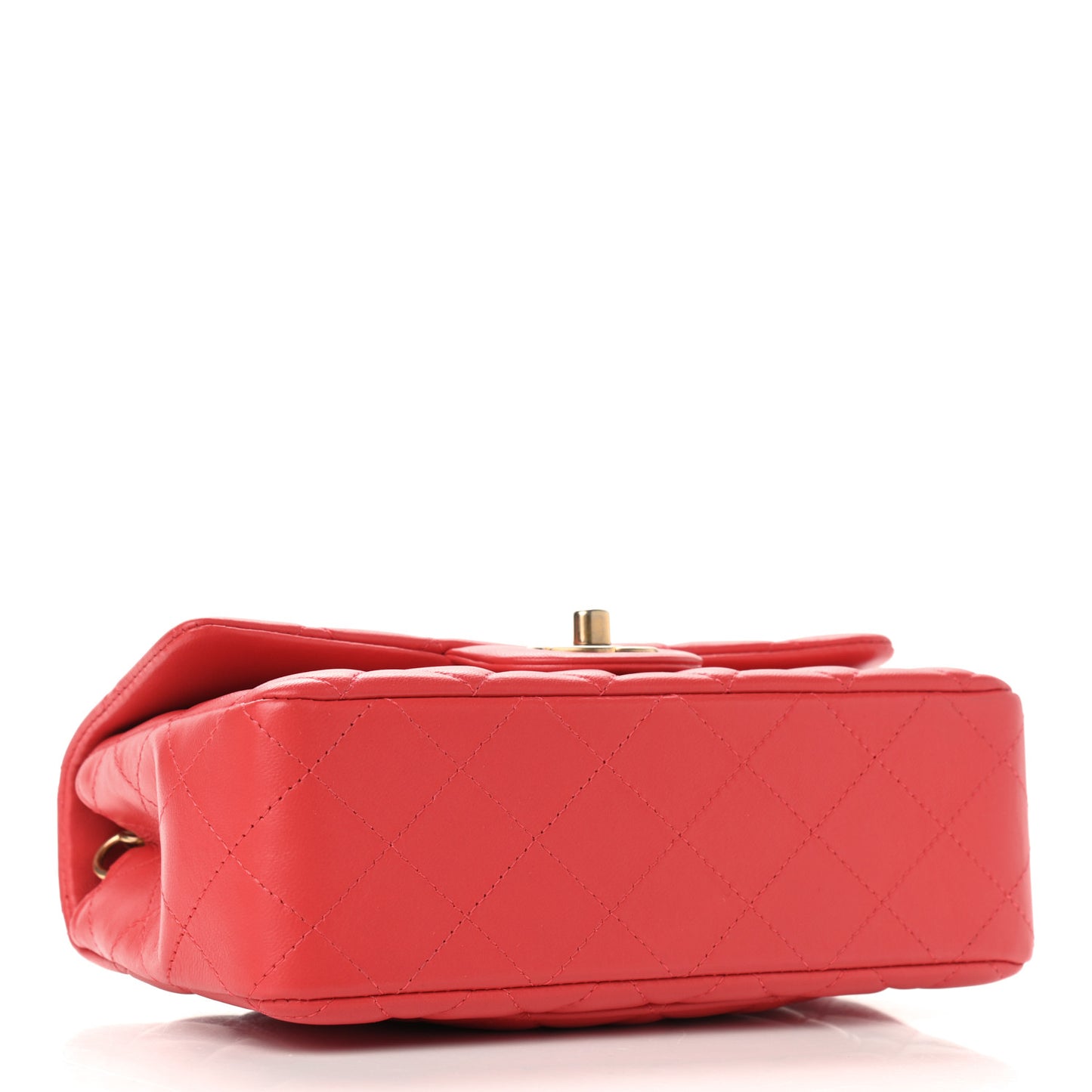 Lambskin Quilted Mini Rectangular Flap Red