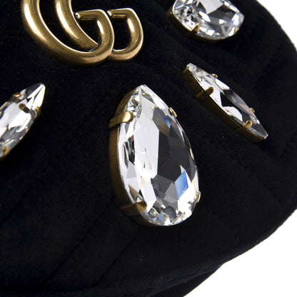 Gucci Velvet Matelasse Marquise Crystals GG Marmont Belt Bag 85 34 Black 12 of 14