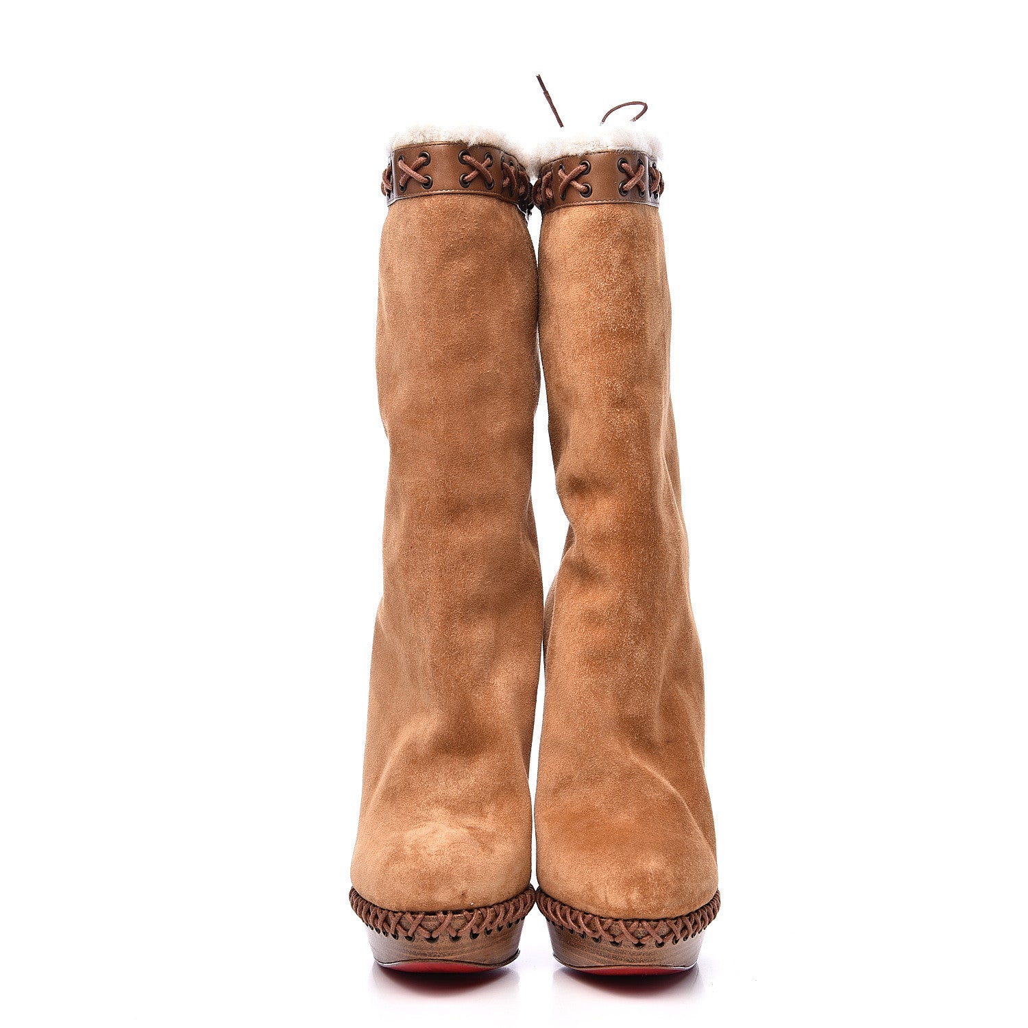 Christian Louboutin Suede Step N Roll 140 Platform Boots 39 Cuir Jaune 2 of 12