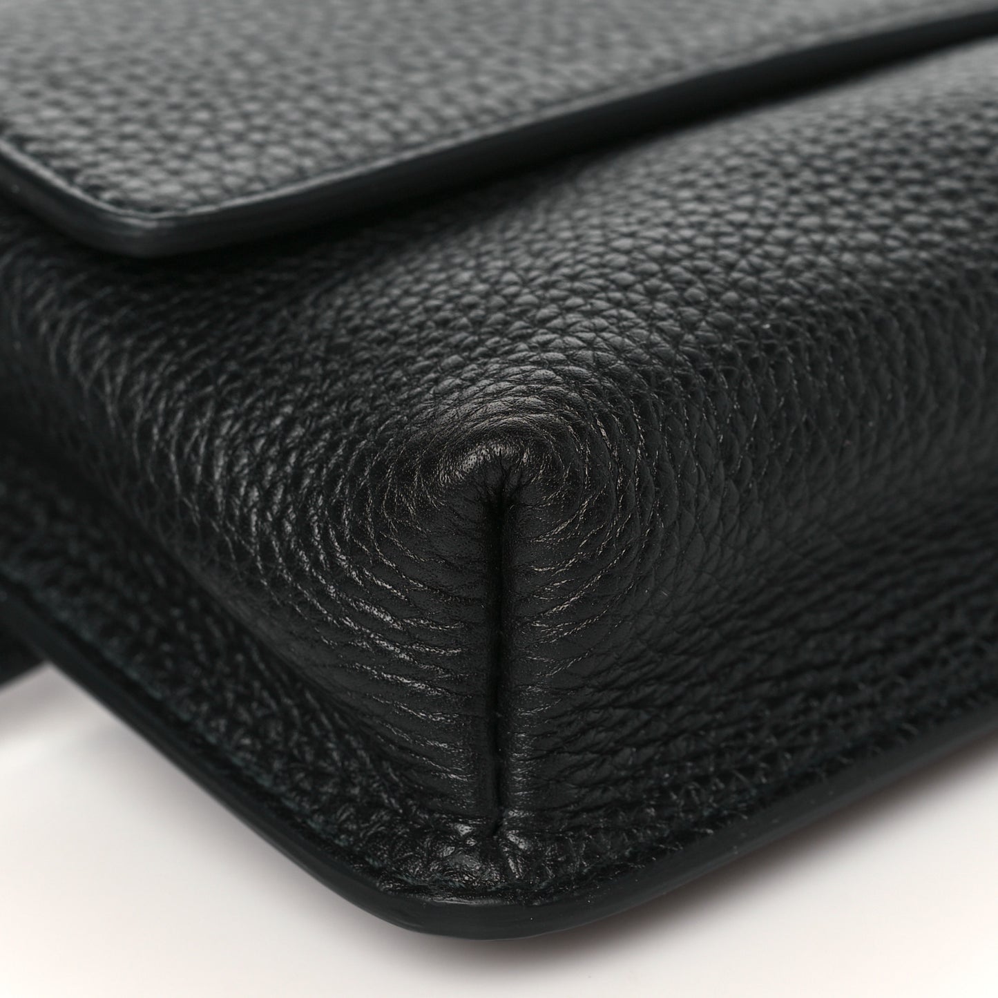 Pebbled Calfskin Soho Flap Belt Bag Black
