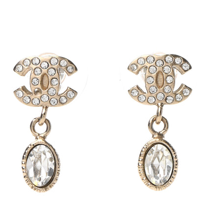 Chanel Crystal CC Drop Earrings Gold 1 of 5