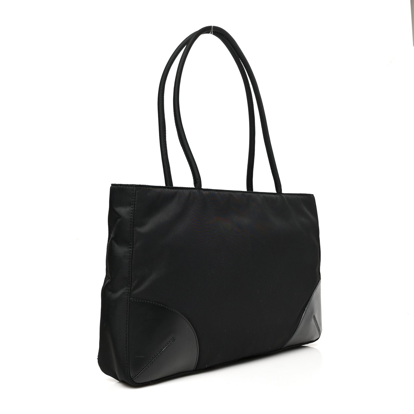 Calfskin Tessuto Nylon Easy Shoulder Bag Black