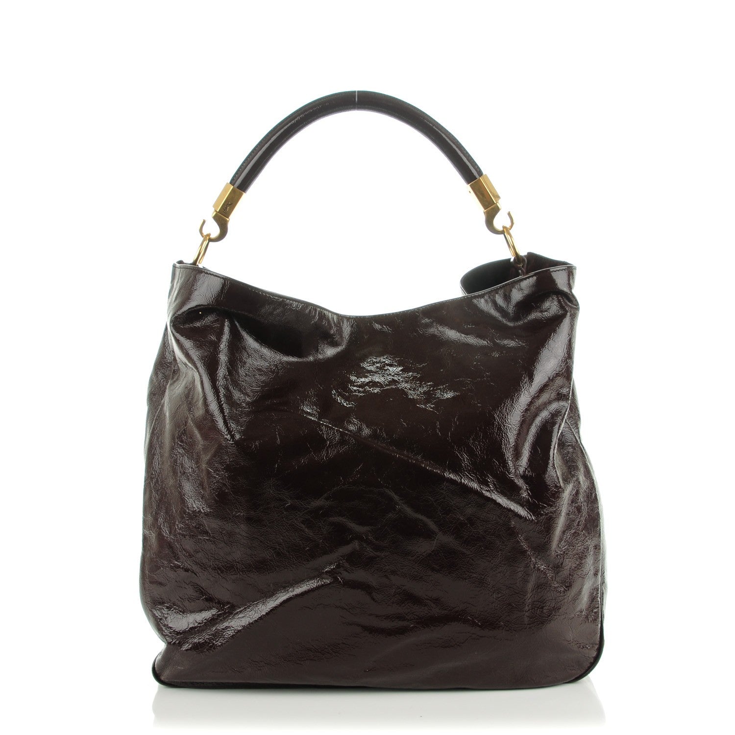 Saint Laurent Textured Patent Large Roady Hobo Bordeaux 1 of 7