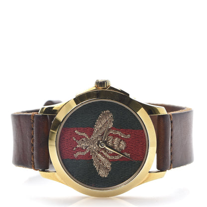 Gucci Stainless Steel Calfskin 38mm Le Marché Des Merveilles Bee Quartz Watch 3 of 8