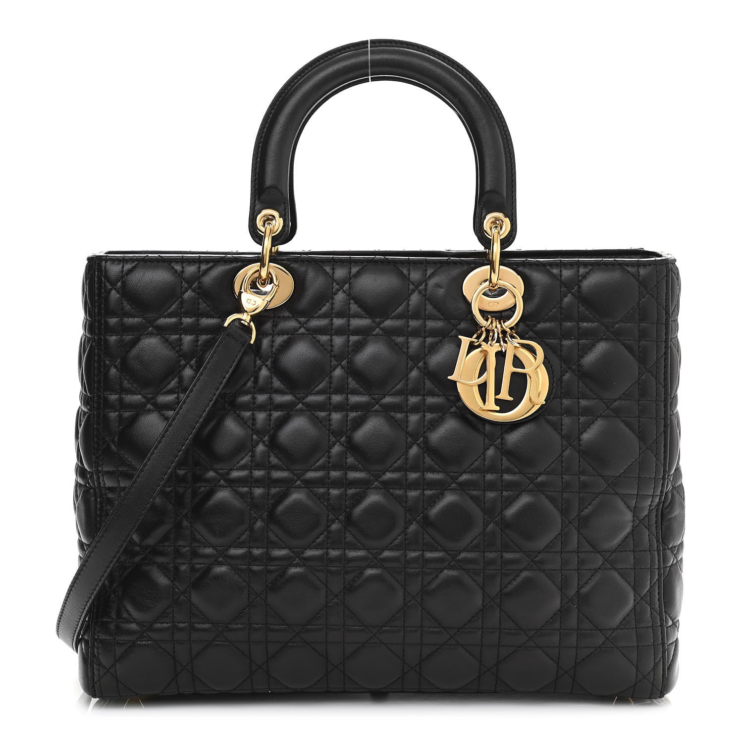 Christian Dior Lambskin Cannage Large Lady Dior Black 1 of 10