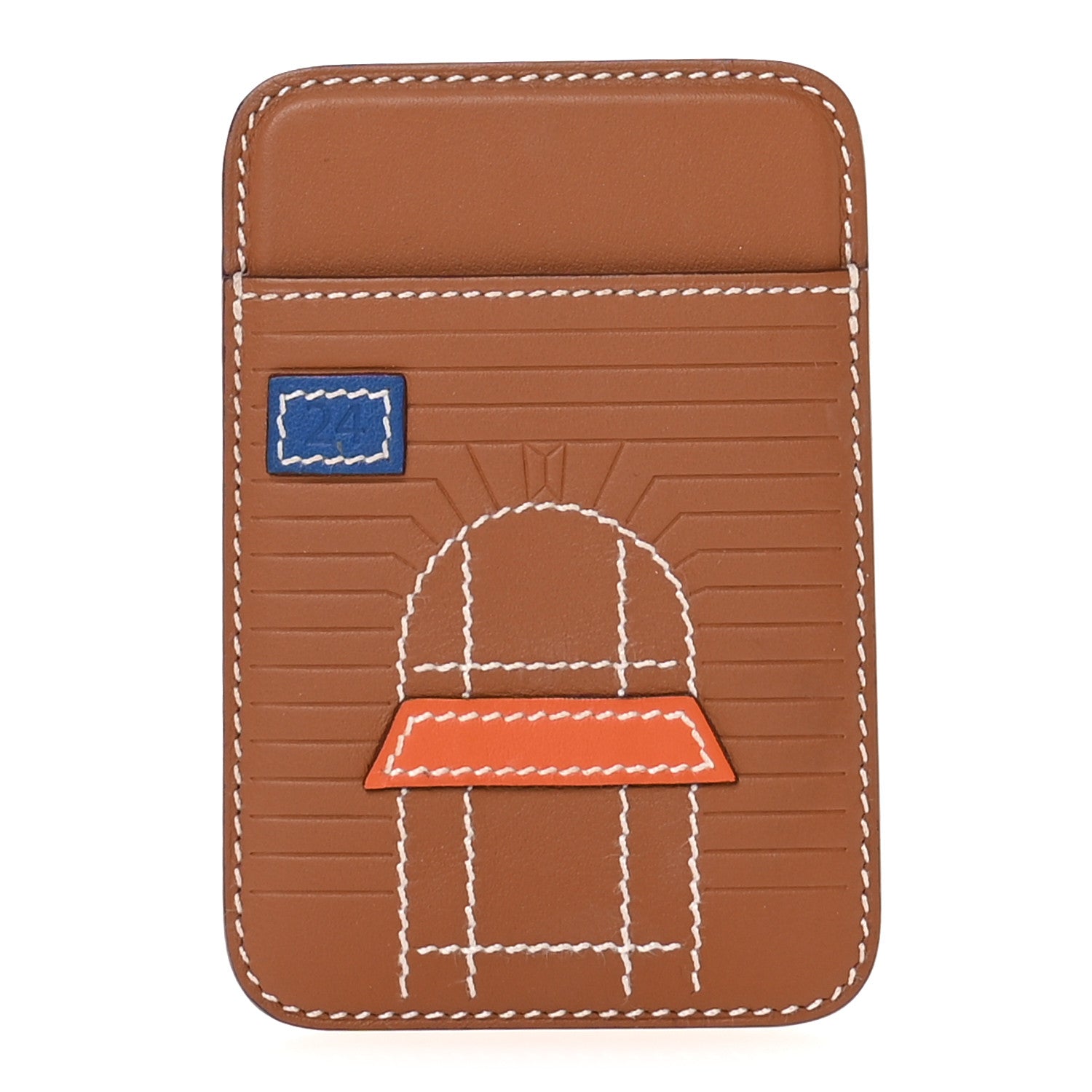 Hermes Swift Stitched Faubourg MagSafe Card Holder Gold Bleu De France Orange 1 of 7