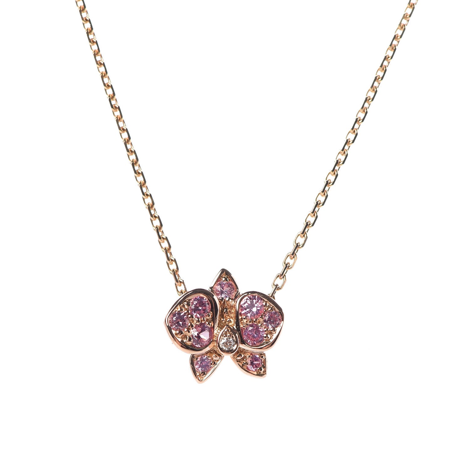 18K Pink Gold Pink Sapphire Diamond Caresse D'Orchidees Par Cartier Necklace