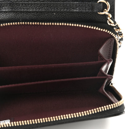 Chanel Caviar Quilted Flap Zip Card Holder On Chain Black 5 of 8