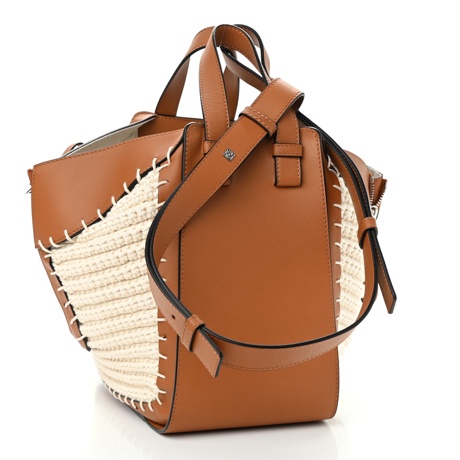 Loewe Calfskin Crochet Small Hammock Shoulder Bag Tan Natural 3 of 10