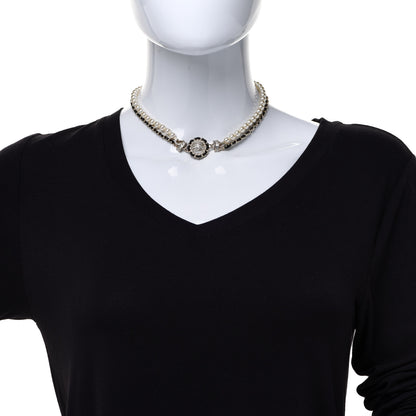 Chanel Pearl Crystal Lambskin CC Choker Gold Black 2 of 6