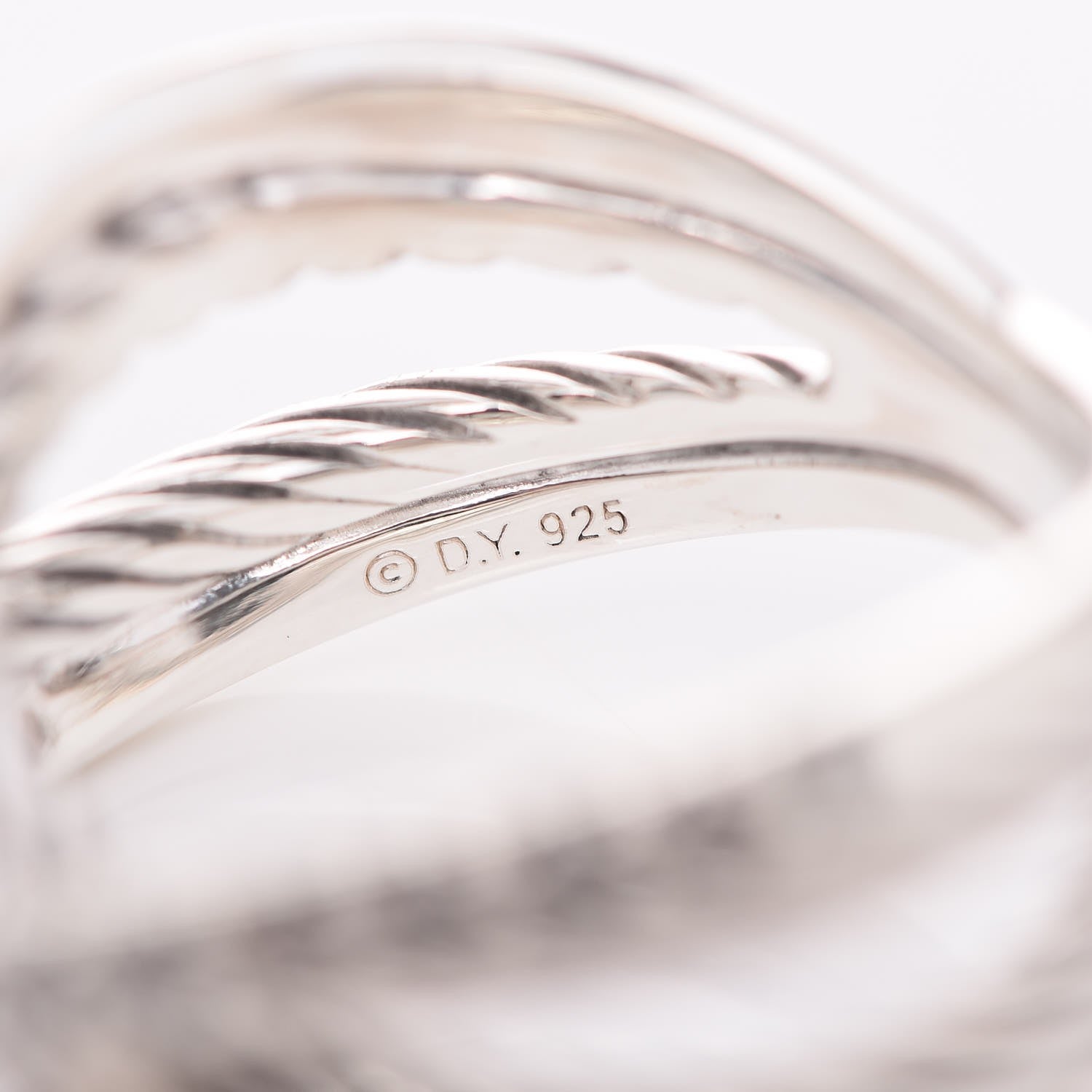 David Yurman Sterling Silver Black White Diamond X Crossover Cable Ring 57 8 6 of 8