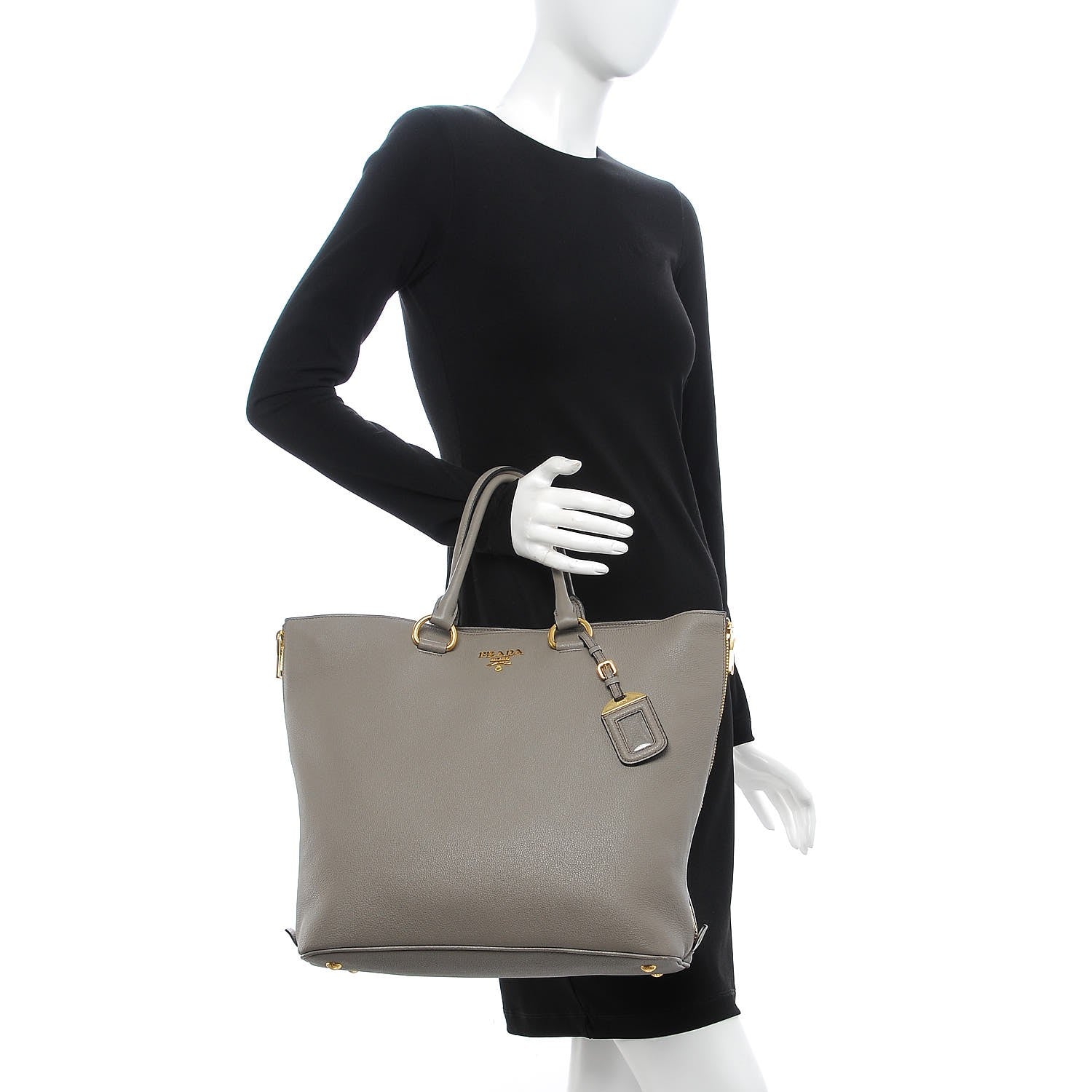 Prada Vitello Phenix Side Zip Tote Argilla 3 of 9