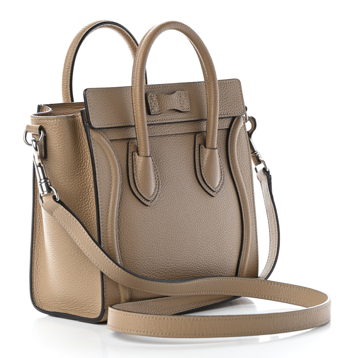 Celine Drummed Calfskin Nano Luggage Dune 3 of 9