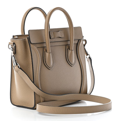 Celine Drummed Calfskin Nano Luggage Dune 3 of 9