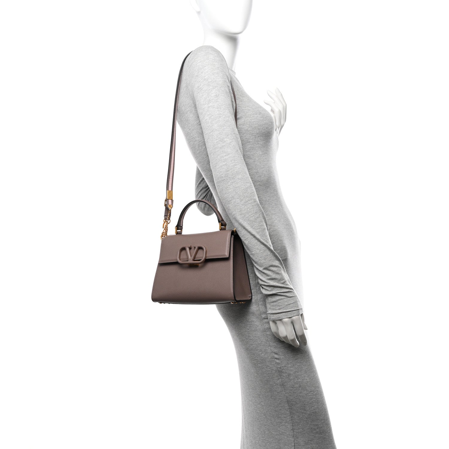Valentino Garavani Grainy Calfskin Small VSling Top Handle Bag Clay 2 of 9
