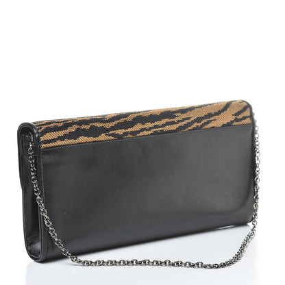 Christian Louboutin Calfskin Panama Tiger Riviera Clutch Black 3 of 17