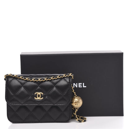 Chanel Lambskin Quilted Pearl Crush Clutch With Chain Black 9 of 9
