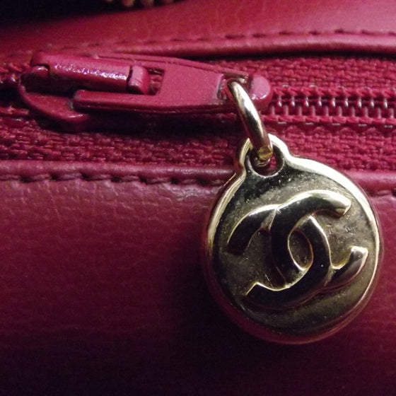 Chanel Lambskin Quilted Shoulder Bag Red GHW 11 of 12