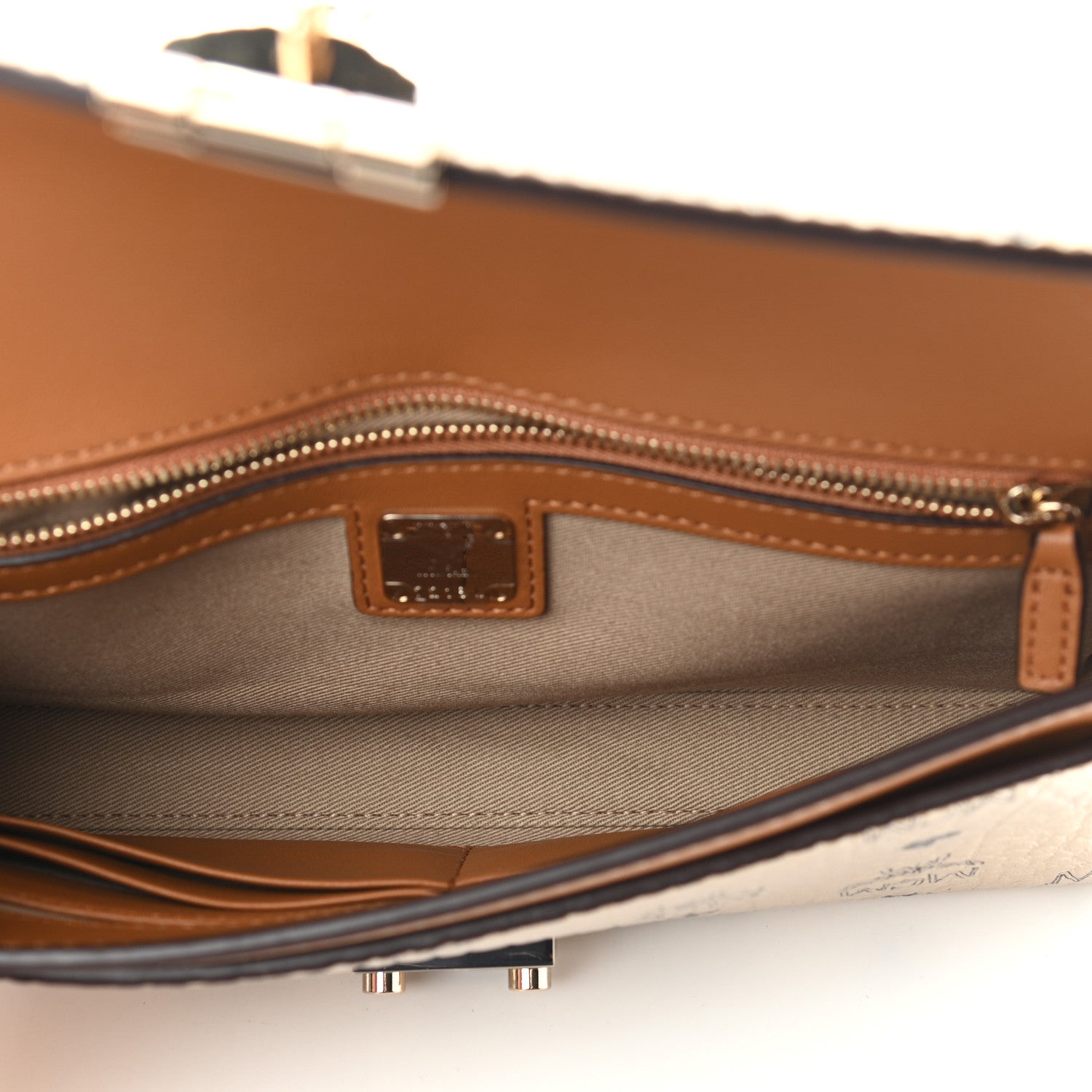 MCM Metallic Visetos Medium Millie Crossbody Bag Berlin Gold 5 of 10