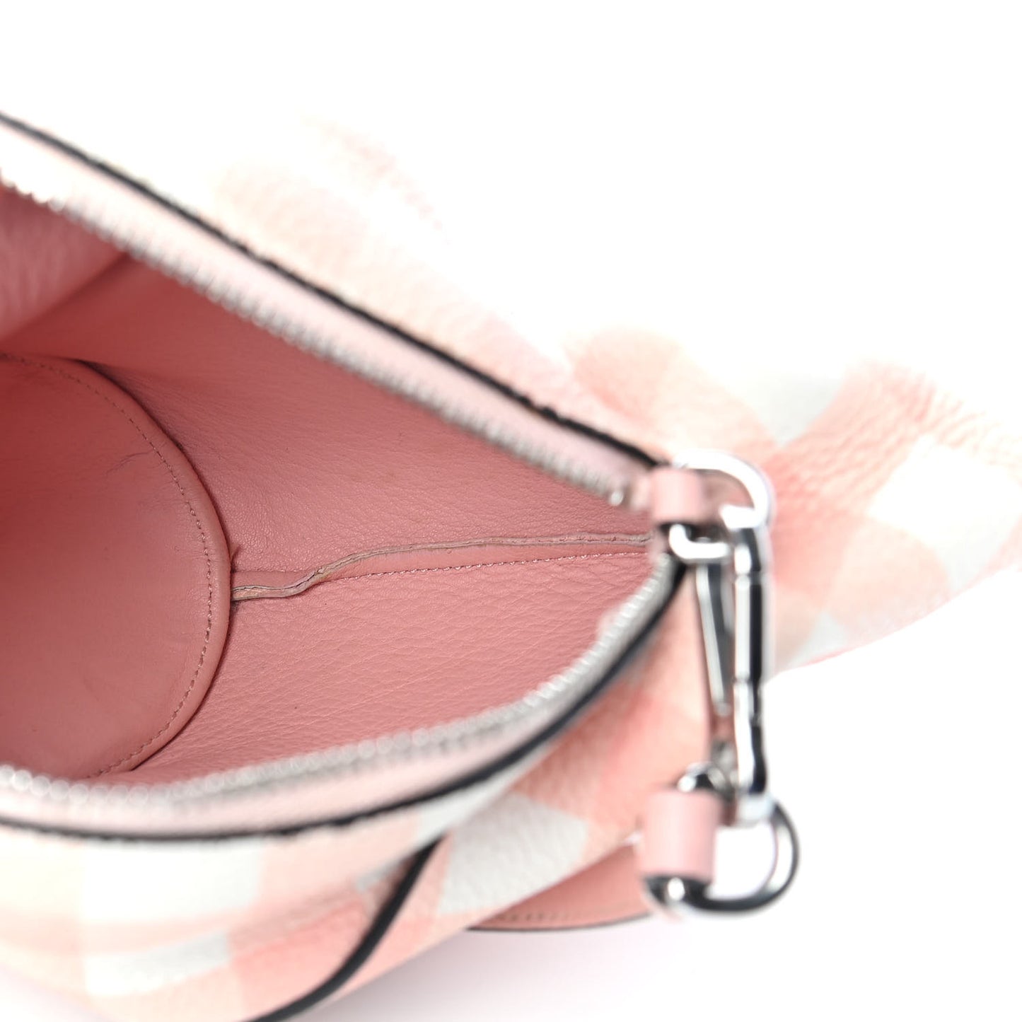 Calfskin Shearling Gingham Mini Bunny Crossbody Bag Pink
