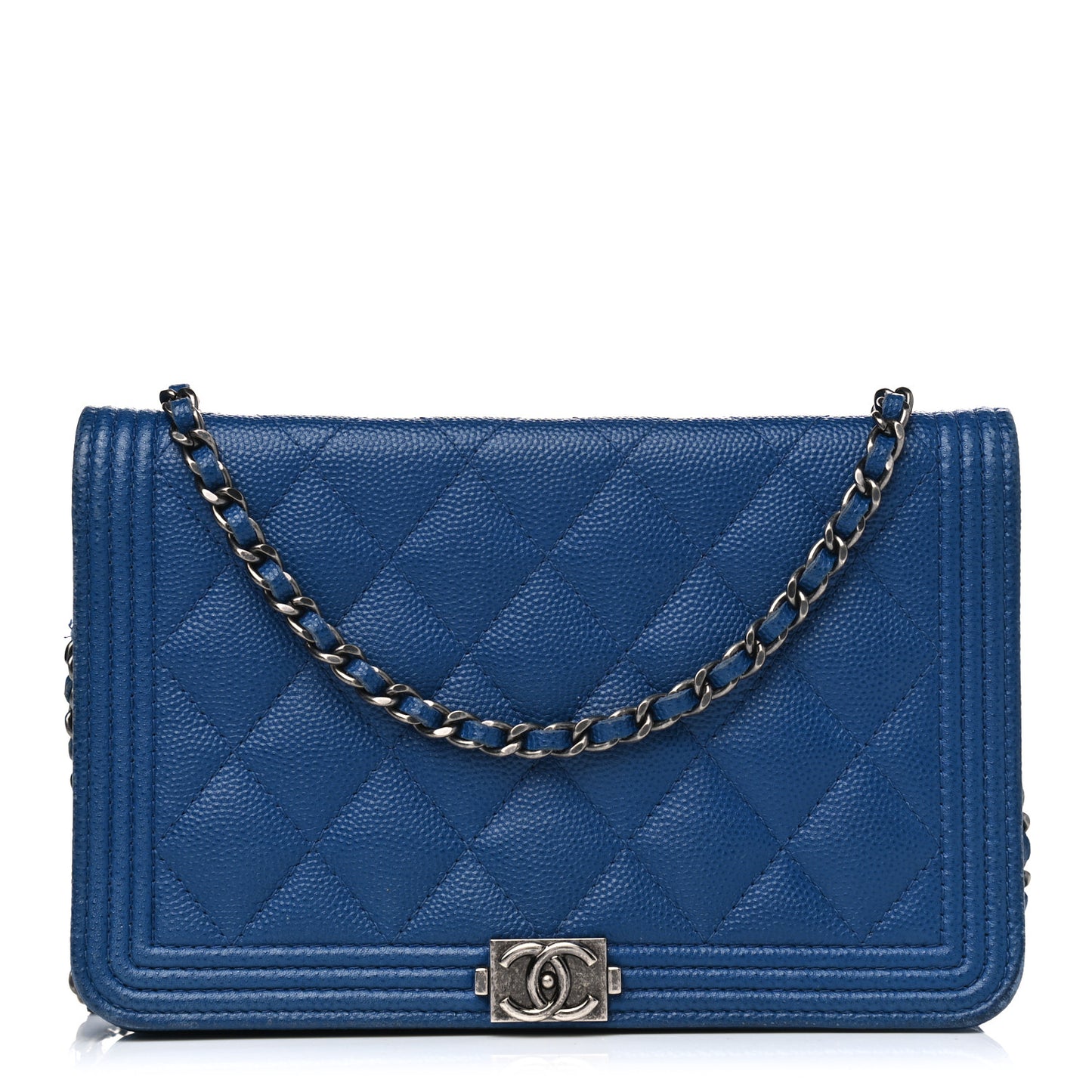 Caviar Quilted Boy Wallet On Chain WOC Blue