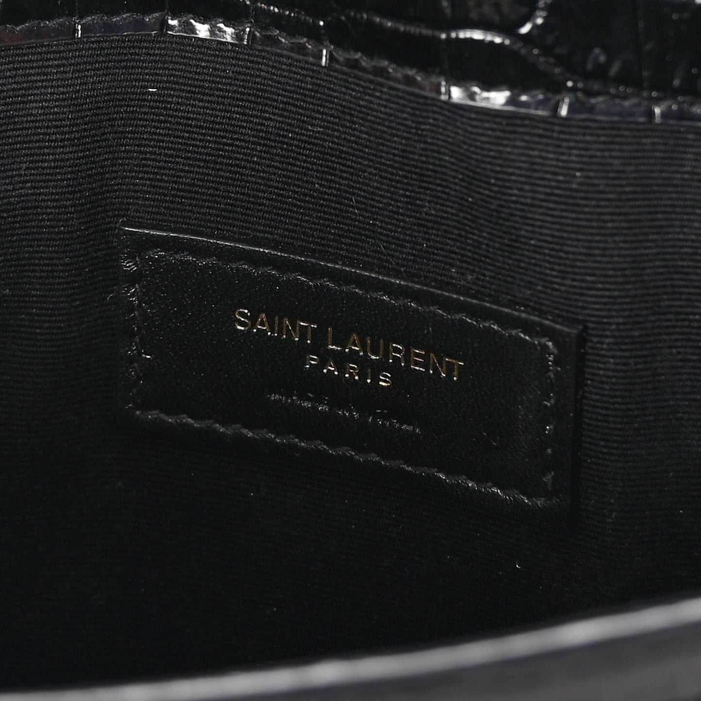 Calfskin Crocodile Embossed Uptown Monogram Pouch Black