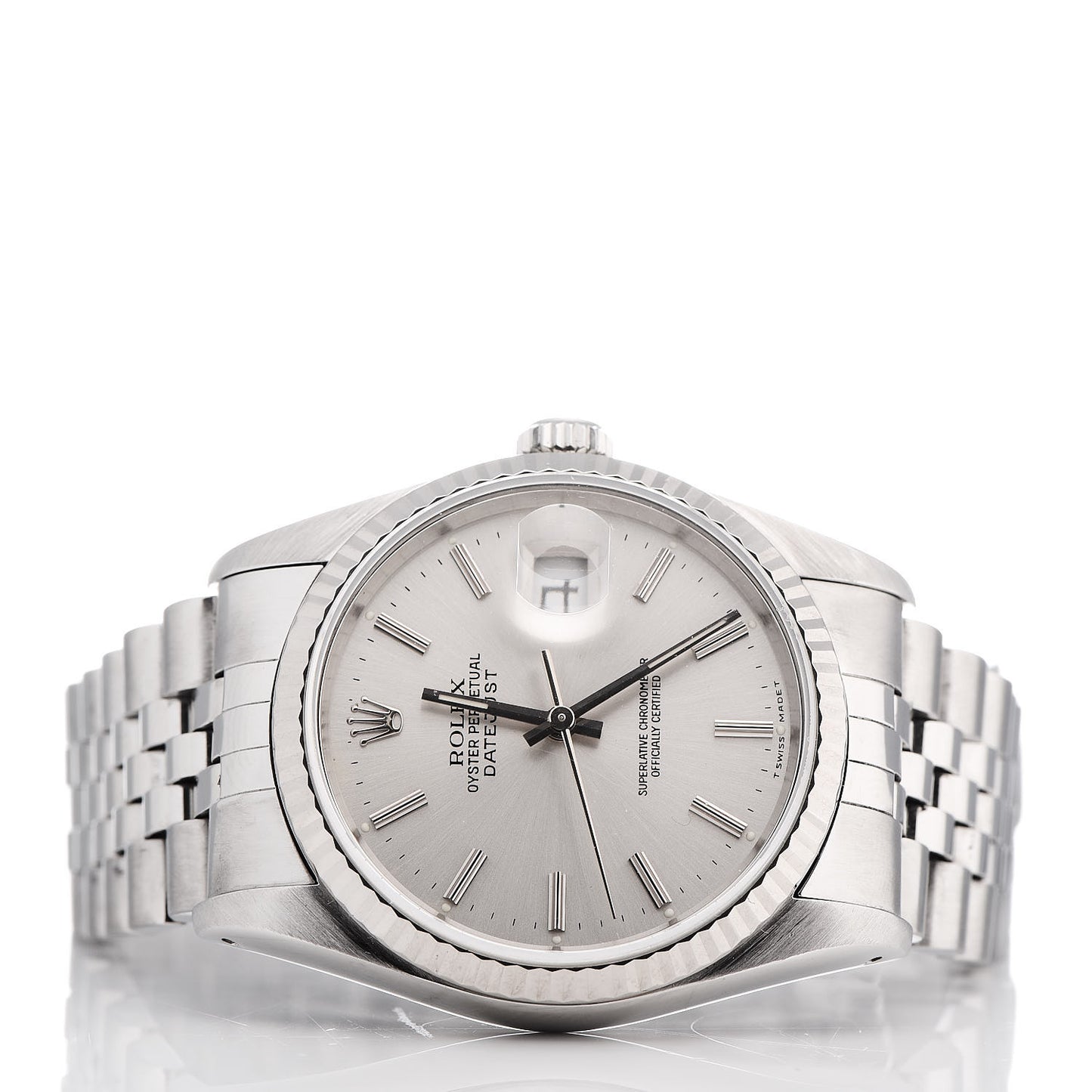 Stainless Steel 18K White Gold 36mm Oyster Perpetual Datejust Watch Silver 16234