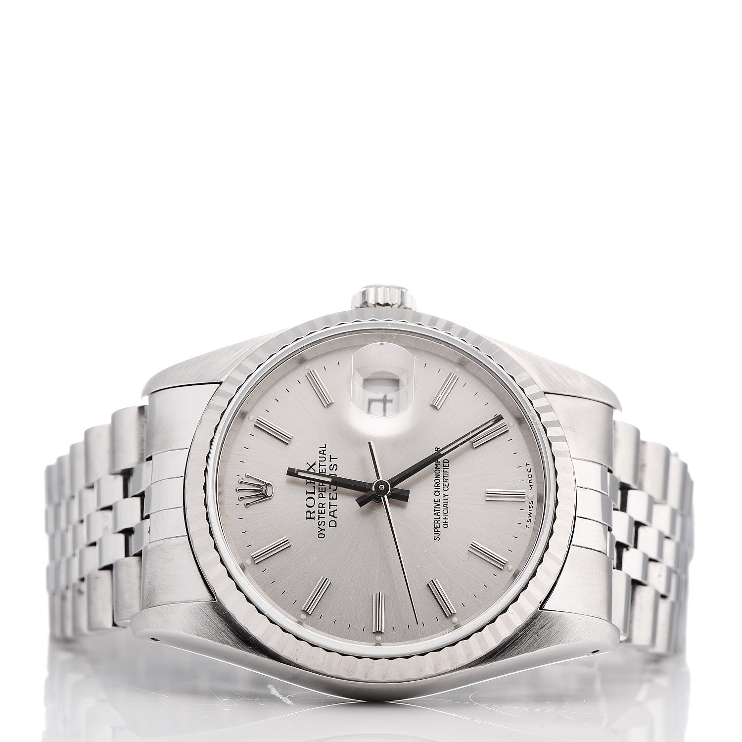 Rolex Stainless Steel 18K White Gold 36mm Oyster Perpetual Datejust Watch Silver 16234 3 of 7