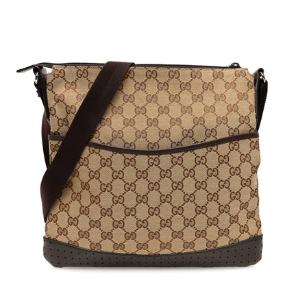 Gucci Monogram Calfskin Perforated Medium Flat Messenger Bag Dark Brown 3 of 11
