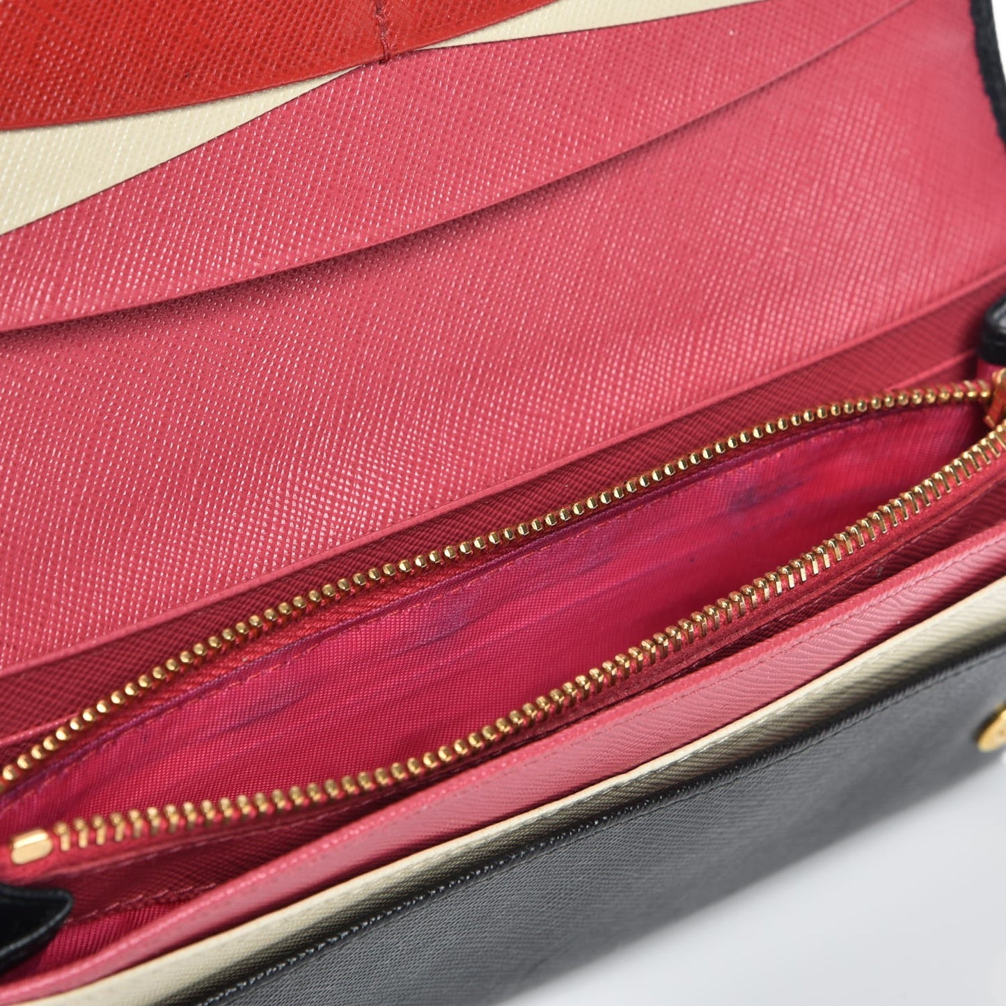 Saffiano Colour Continental Flap Wallet Black Peonia