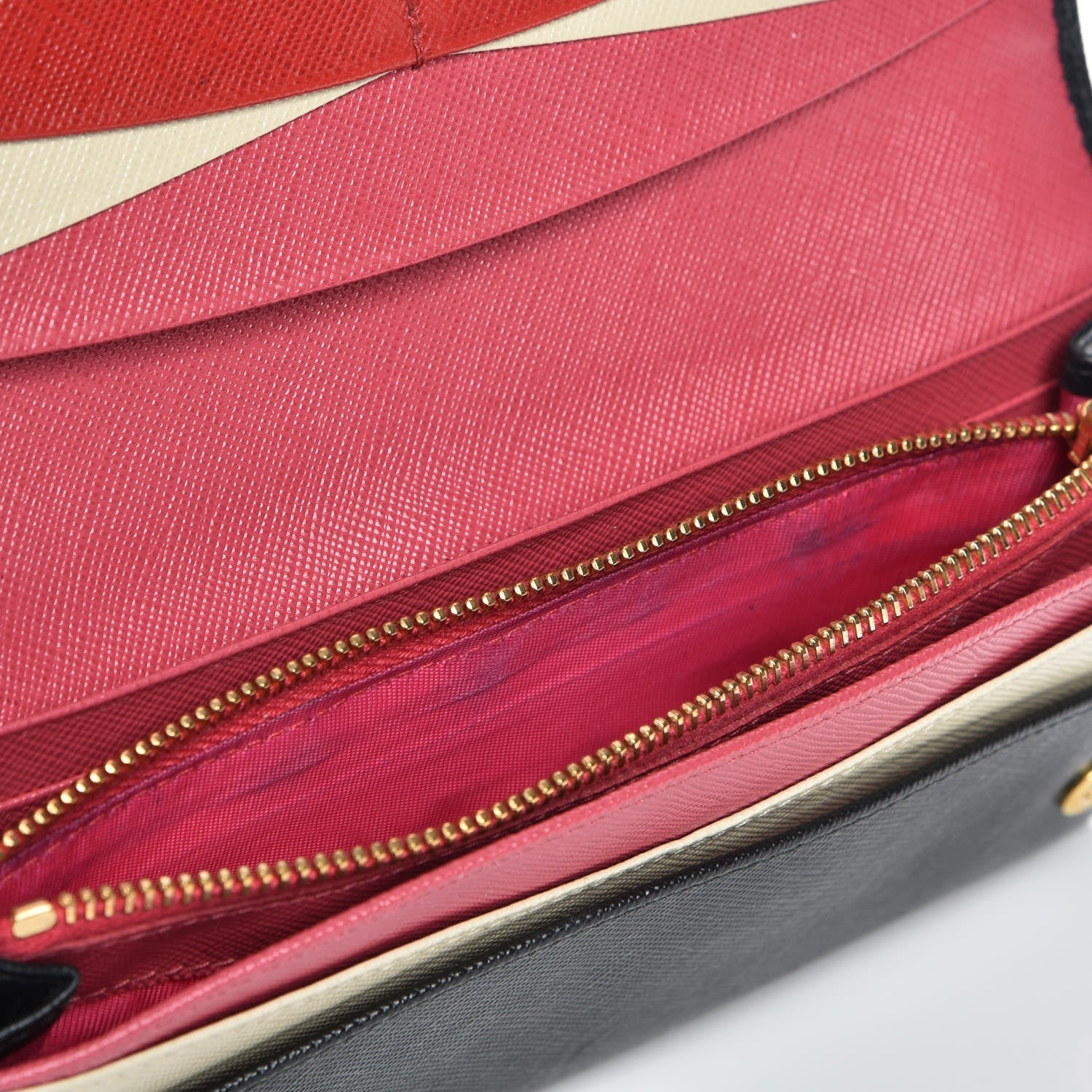 Prada Saffiano Colour Continental Flap Wallet Black Peonia 9 of 9