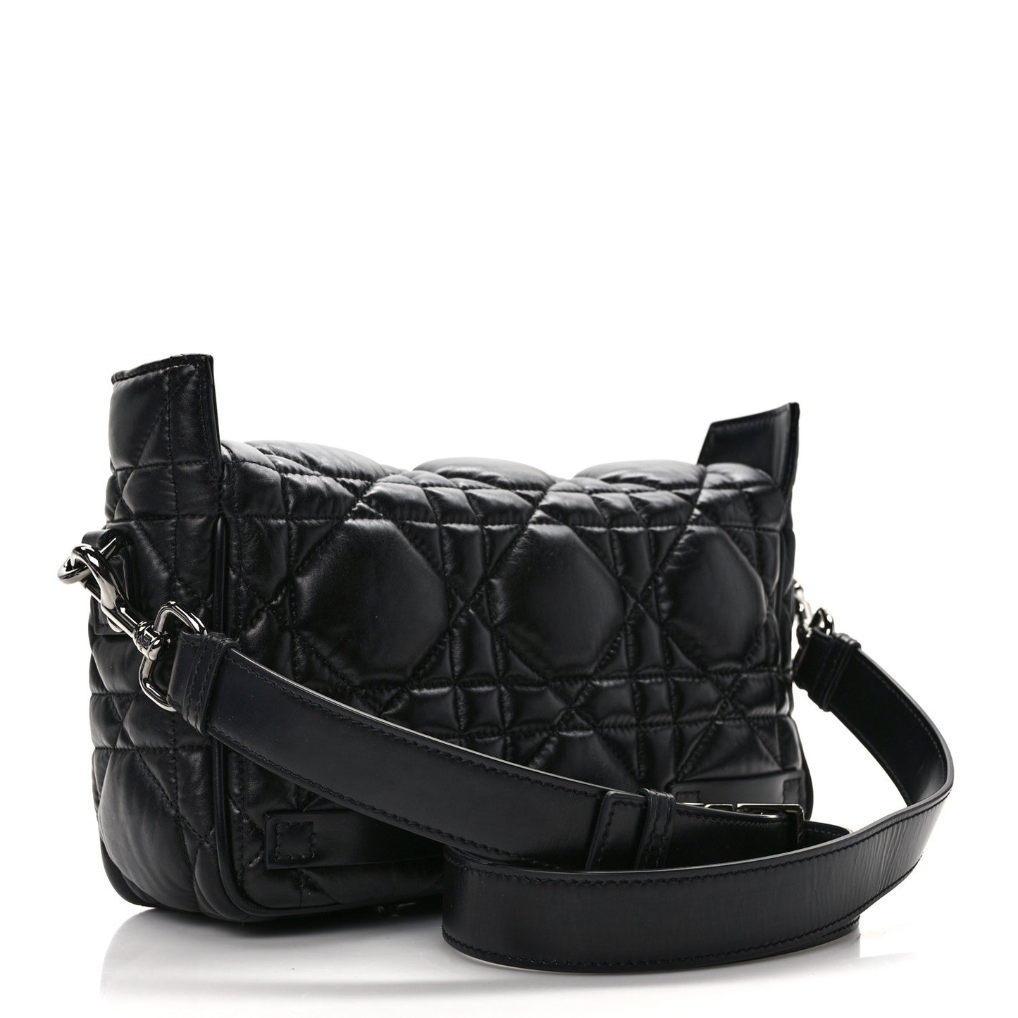 Calfskin Macrocannage Small Diorcamp Messenger Black