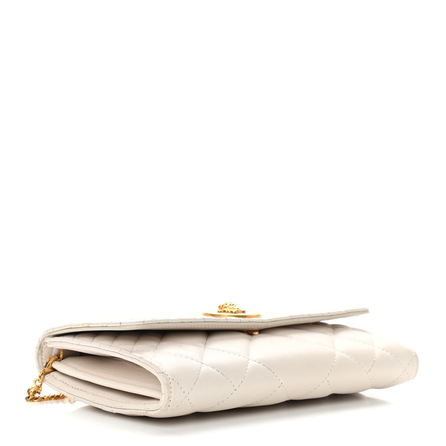 Versace Calfskin Icon Quilted Wallet On Chain Crossbody White 4 of 10