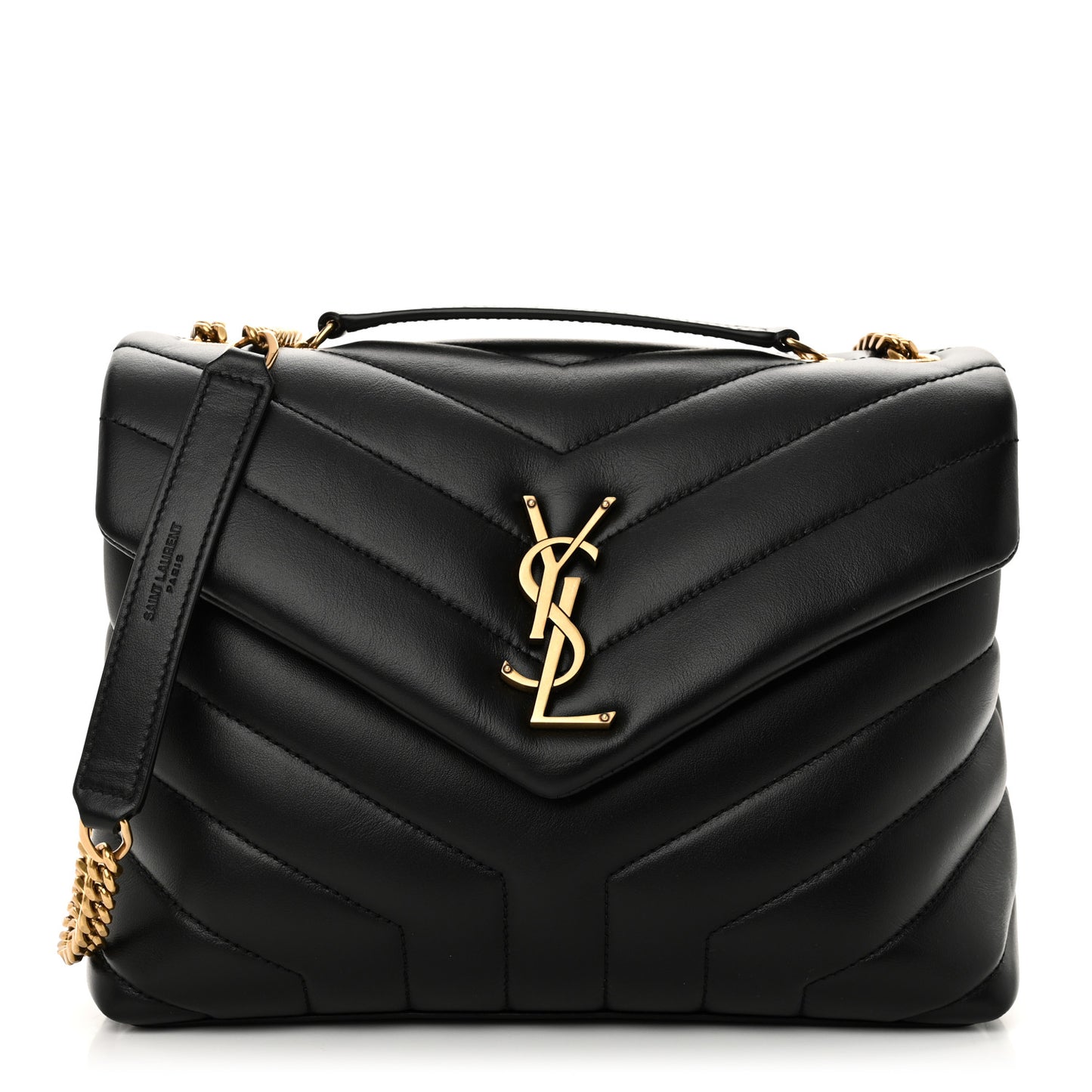 Calfskin Y Quilted Monogram Small Loulou Chain Satchel Black