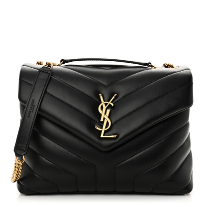 Saint Laurent Calfskin Y Quilted Monogram Small Loulou Chain Satchel Black 1 of 9