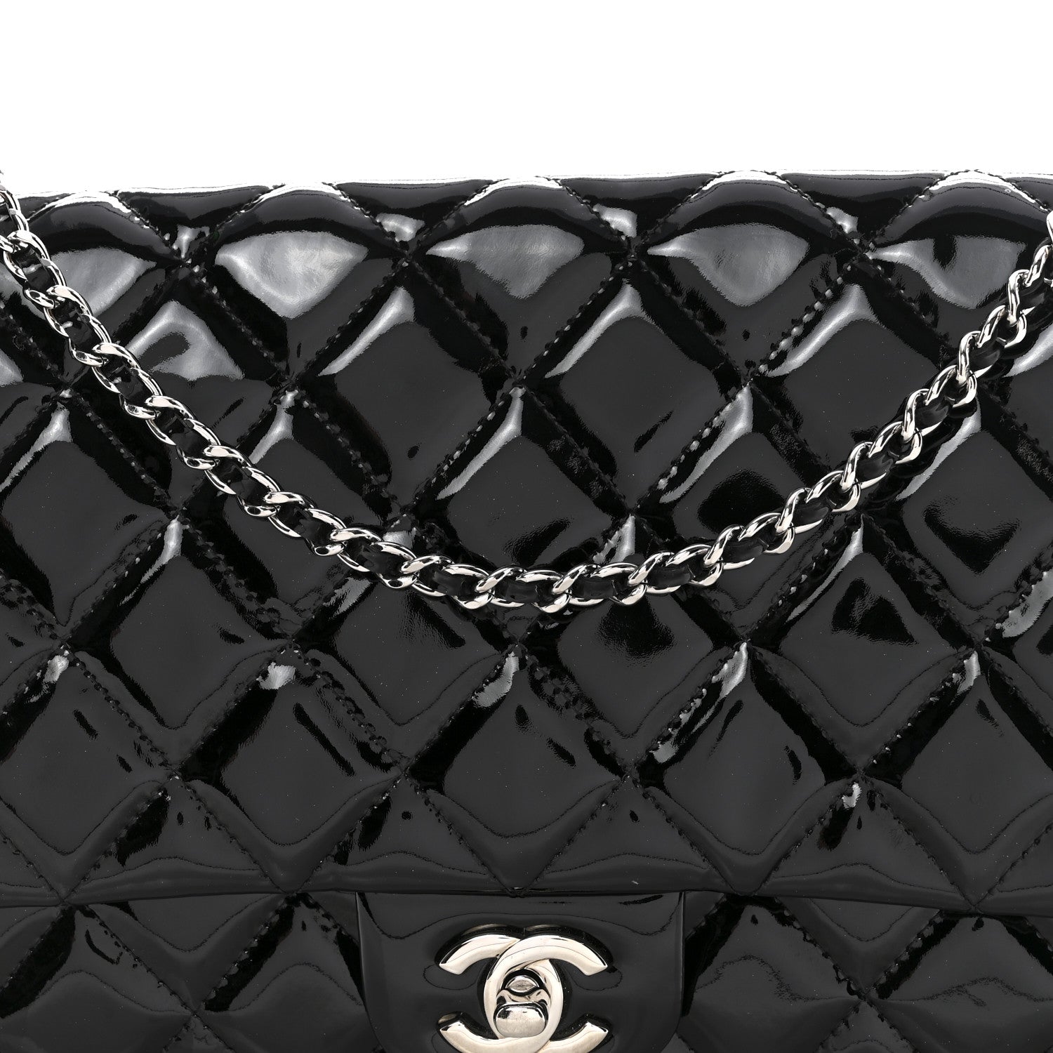 Chanel Patent Quilted Clutch with Chain Flap Black 8 of 13
