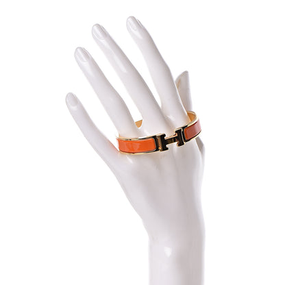 Hermes Enamel Narrow Clic Clac H Bracelet PM Orange 2 of 5