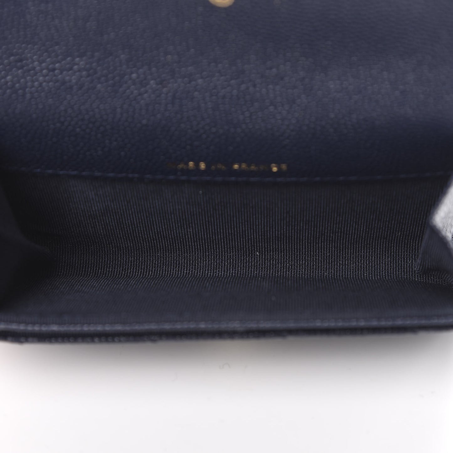 Caviar Quilted Flap Card Holder Wallet Navy Blue