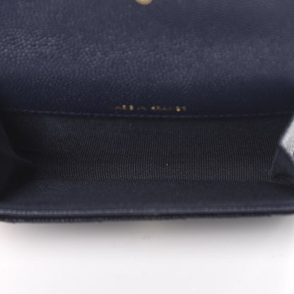 Chanel Caviar Quilted Flap Card Holder Wallet Navy Blue 4 of 9