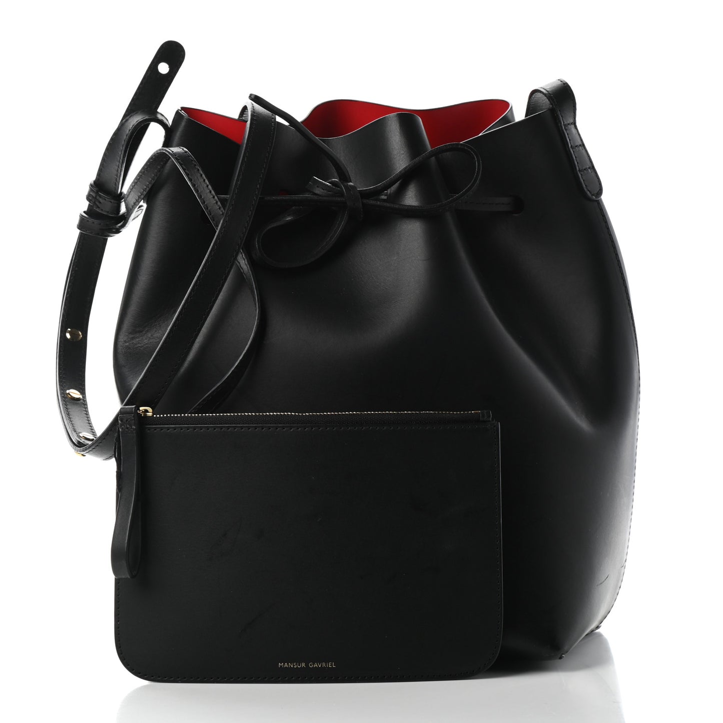 Vegetable Tanned Calfskin Bucket Bag Black Flamma