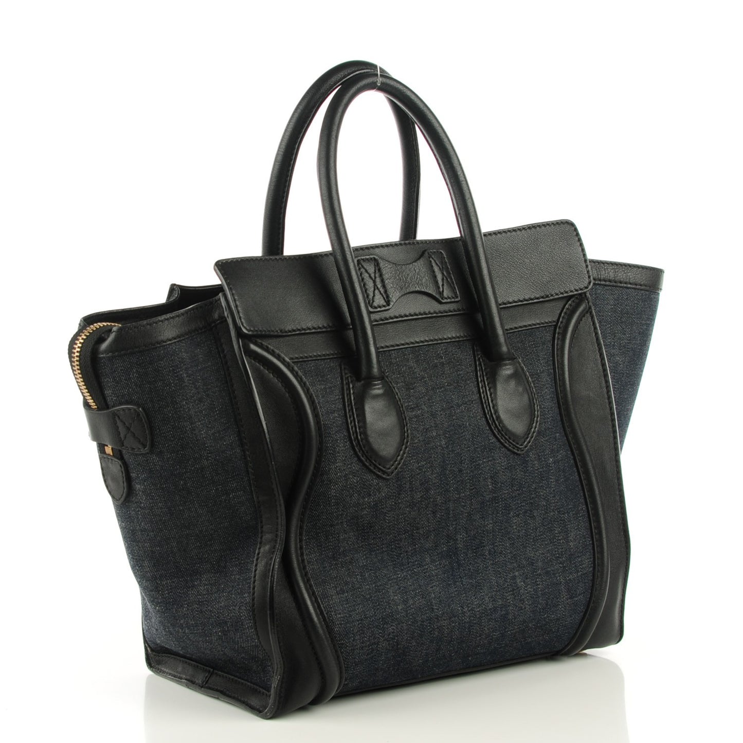 Calfskin Denim Mini Luggage Navy Black
