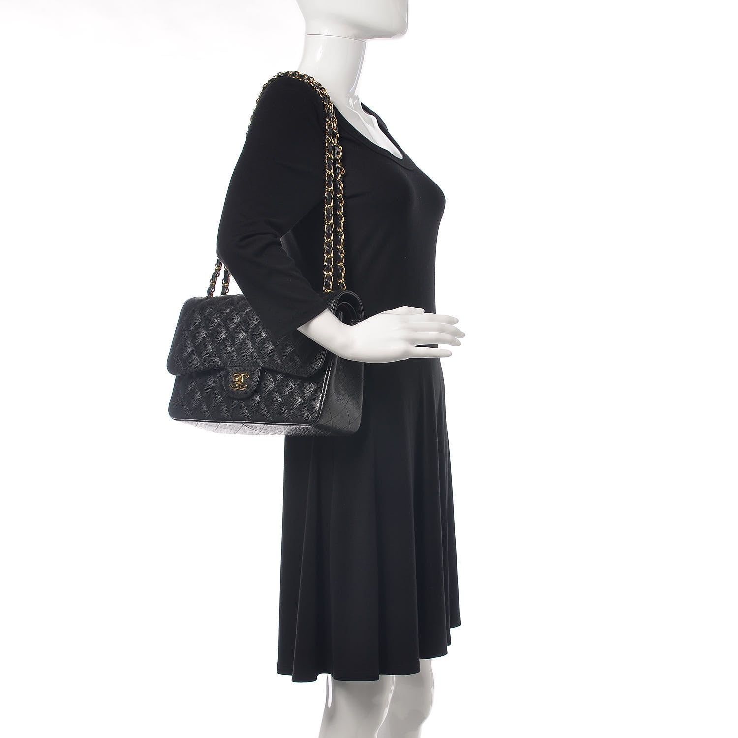 Chanel Caviar Quilted Jumbo Double Flap Black 2 of 11