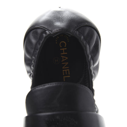 Chanel Laminated Lambskin Womens Quilted Elastic CC Moccasin Loafers 35 Black 7 of 10