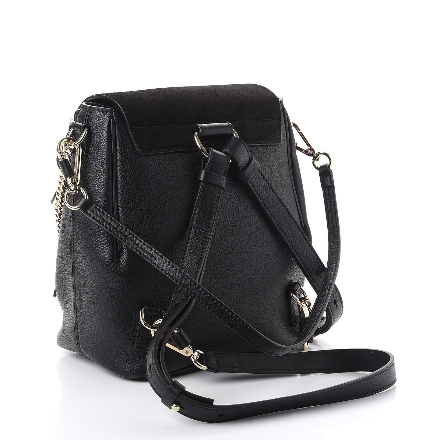 Suede Calfskin Small Faye Backpack Black