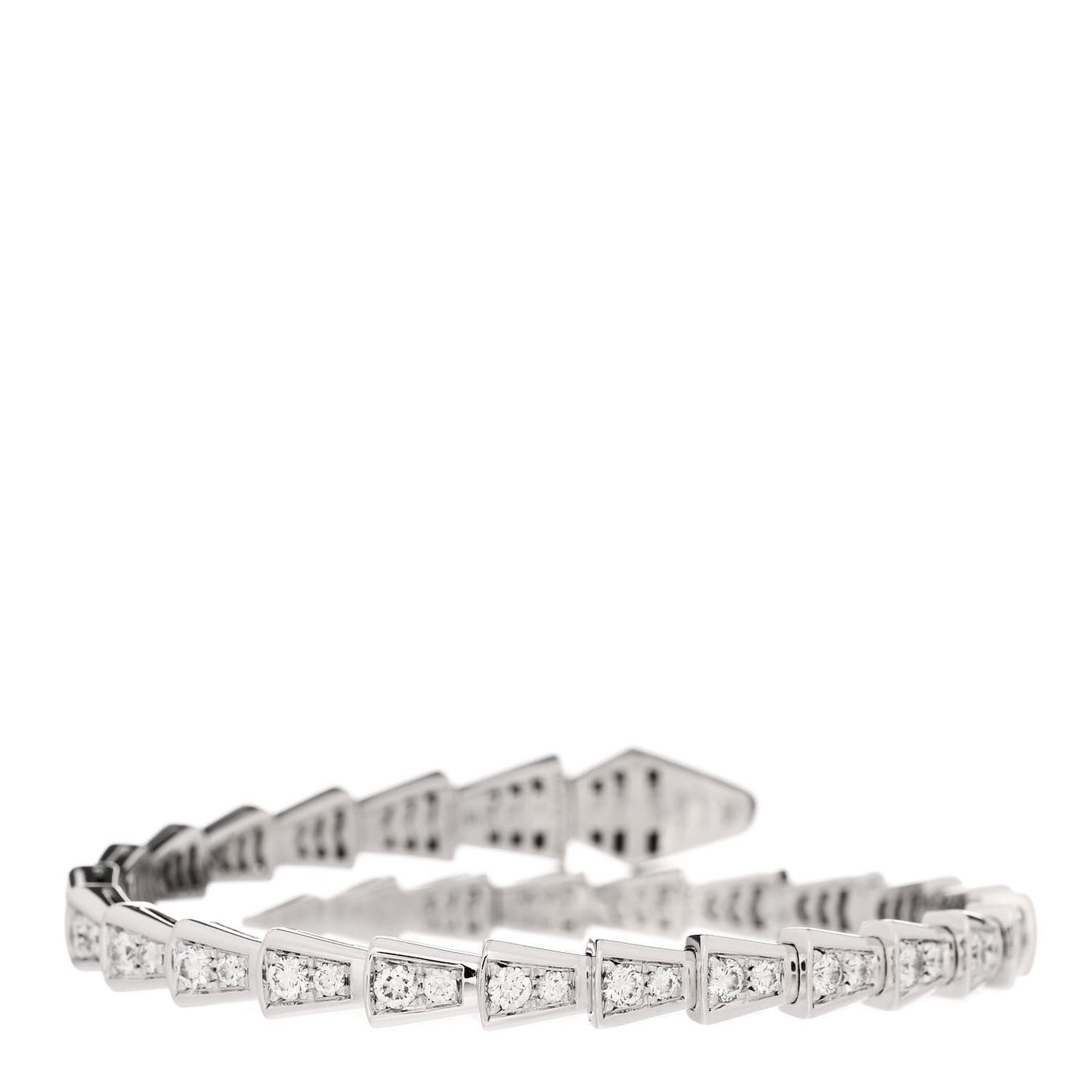 18K White Gold Diamond Serpenti Viper Pave Bracelet S