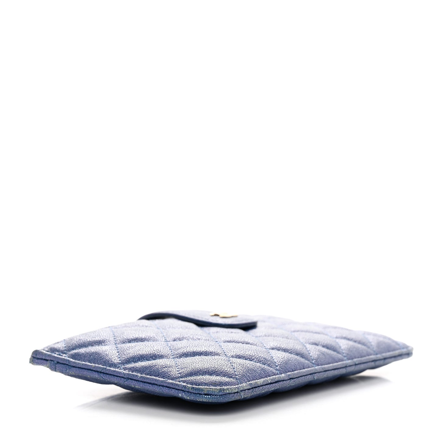 Iridescent Caviar Quilted Classic Strap Pouch Dark Blue